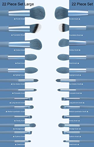 Koccido 22-Piece Sky-Blue Makeup Brush Set for Flawless Application