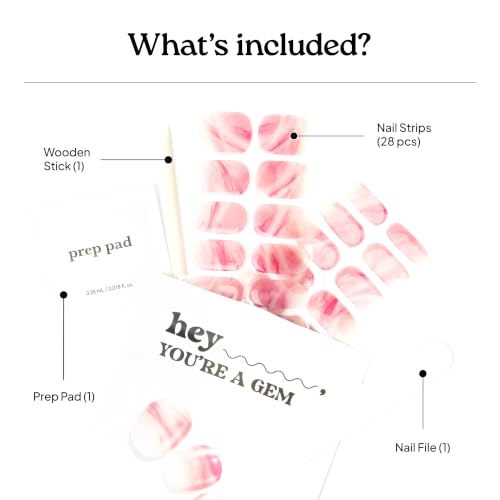Heyhae Sun-Cured Gel Nail Strips - Ready-to-Wear Marble Design, No LED Needed