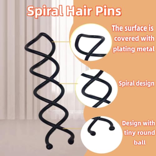 Hyamass 50Pc Black Spiral Hair Pins for Women, Bobby Pins & Hair Clips