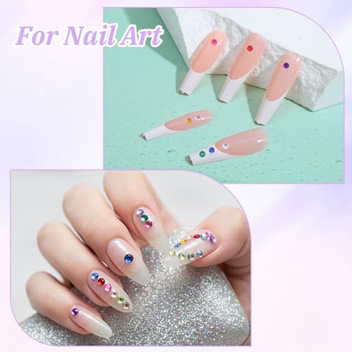 3000PCS Multicolor Nail Rhinestones - 2mm Flat Back Gems Set
