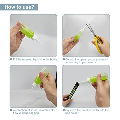 6 PCS 50ml Squeeze Applicator Bottles - Easy Fill, Fine Tip