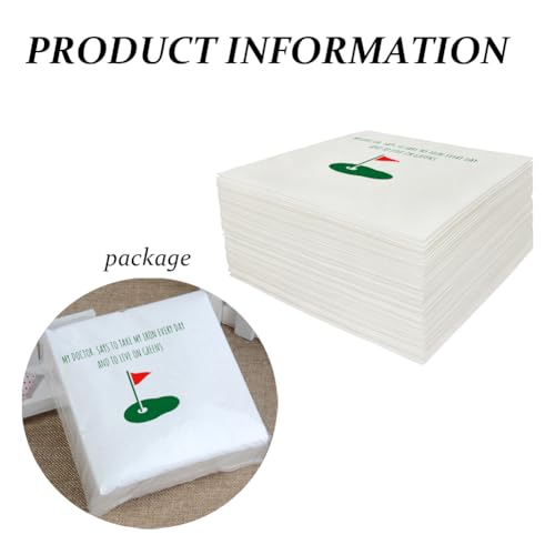 VOWFOO Golf-Themed Cocktail Napkins - 50 Disposable 5x5 In. Humor