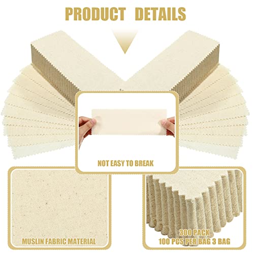 Loopeer 300 Pcs Muslin Wax Strips for Hair Removal, 4 x 1.5 Inch