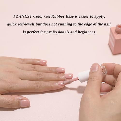 FZANEST Builder Base Gel Polish Kit, 6pcs Sheer Nude Pink Self-Leveling Gel