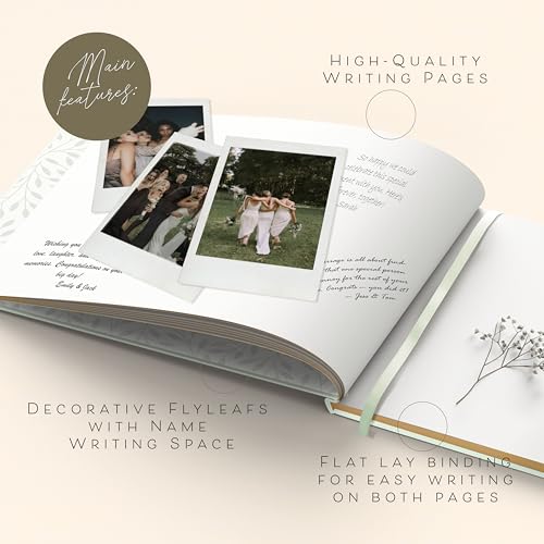 Elegant Linen Guest Book with Gold Foil - 100 Blank Pages for Weddings & Events