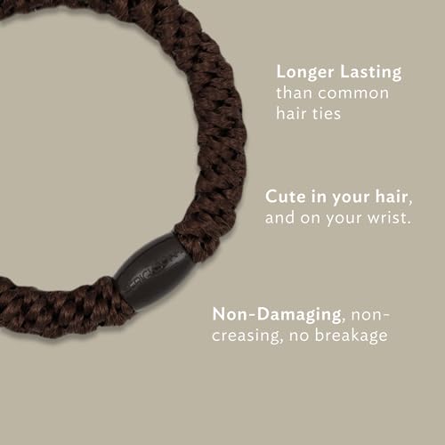L. Erickson Classic Brown & Black Hair Ties for Thick Hair - 8 Pack
