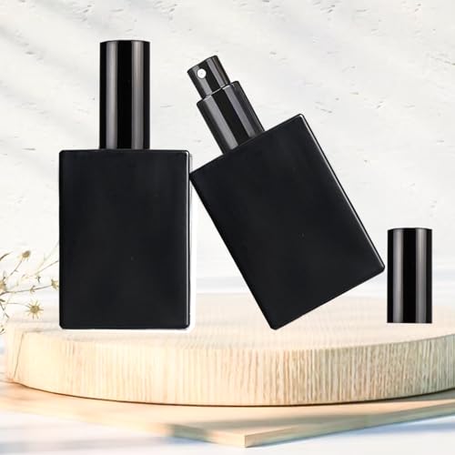 6 Pack 50ml Matte Black Square Glass Spray Bottles - Refillable