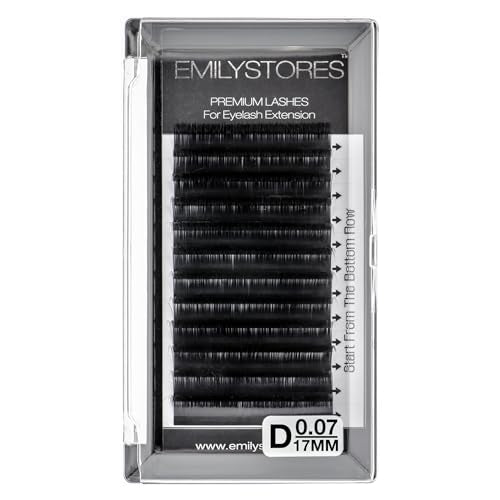 EMILYSTORES Easy Fan Eyelash Extensions, 0.07mm D Curl 17mm Volume Lashes