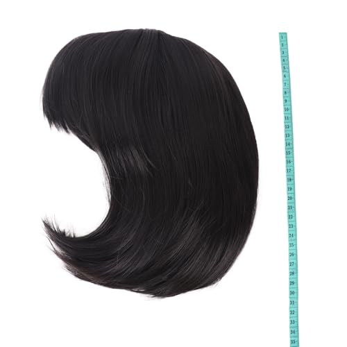 MapofBeauty 12 Inch/30cm Fashion Lady Short Straight Flat Bangs Bob Wig (Black)