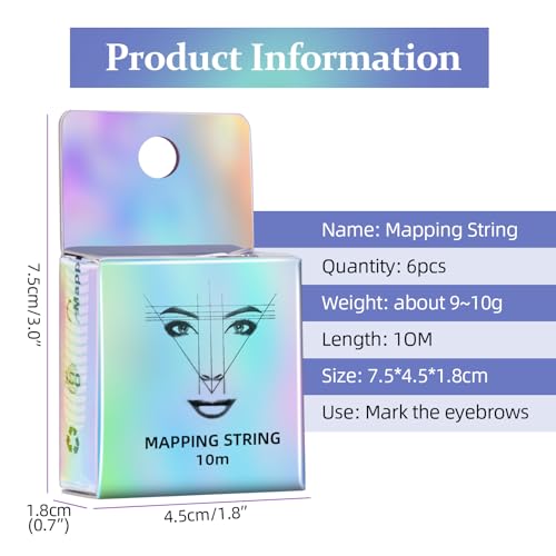 ATOMUS Pre-Inked Eyebrow Mapping String - 6 Pack 10m Microblading Thread