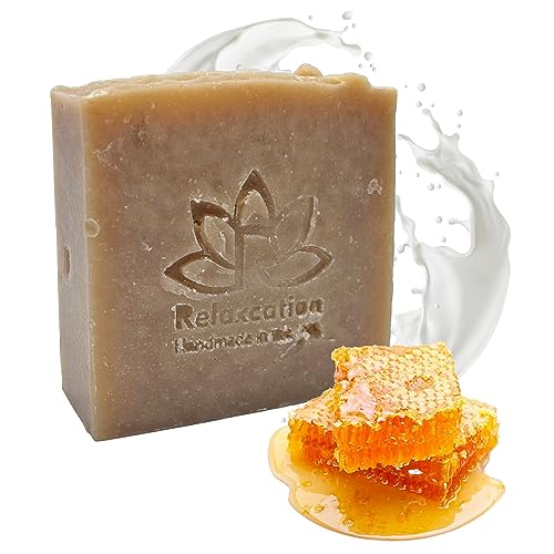 Relaxcation Natural Goat Milk & Honey Cold Process Soap Bar - Handcrafted in USA, Sensitive Skin