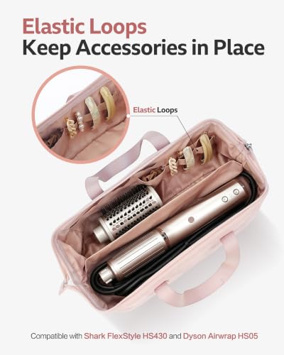 NISHEL Pink Hair Tools Travel Bag for Dryer & Curling Iron