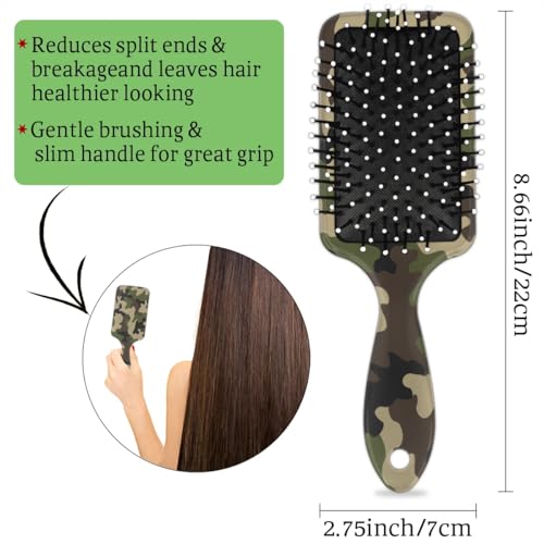 LOMBARDIDEN Camo Detangling Hair Brush for Kids & Adults, Wet & Dry Hair