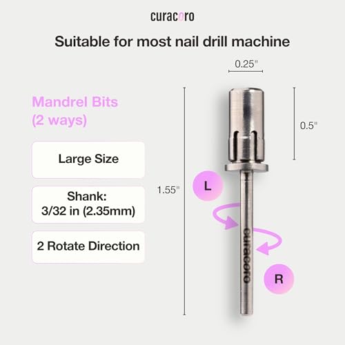 CURACORO 3/32" Mandrel Nail Drill Bit - Stainless Steel for Large Sanding Bands