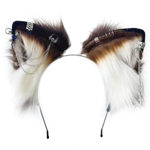 Plush Cat Fox Ear Headband - Adjustable Gothic Cosplay Hair Accessory