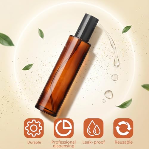 120ml Amber Glass Travel Bottles with Black Pump Dispenser - Leakproof & Reusable