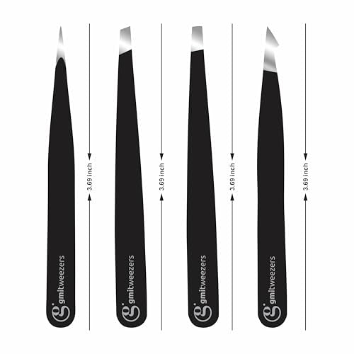 GMI Fiber Tip Lash Tweezers for Eyelash Extensions - Black or Silver, Professional Stainless Steel