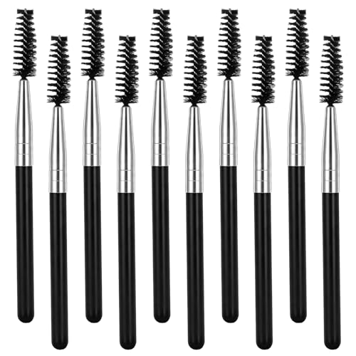 10 Pack Reusable Eyelash & Eyebrow Spoolie Brushes - Black
