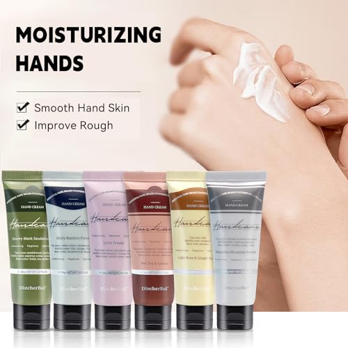 DincherBel Magnolia Mountain Retreat Hand Cream Set, 6 Pack Travel Size (1 oz) - Moisturizing Lotion for Dry Hands