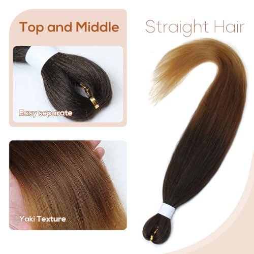 Siphis Pre Stretched Boho Braiding Hair 26 Inch — Black to Brown to Honey Blonde, 5 Pack