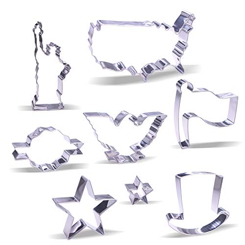 4th of July Cookie Cutter Set - 8 Stainless Steel Shapes