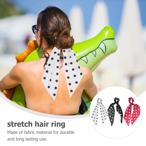 LEORX Polka Dot Hair Tie Set - 3 Pack Long Ribbon Ponytail Holders