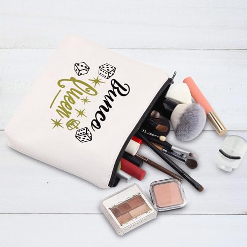 Bunco Queen Canvas Cosmetic Bag - Durable Toiletry Organizer for Game Night