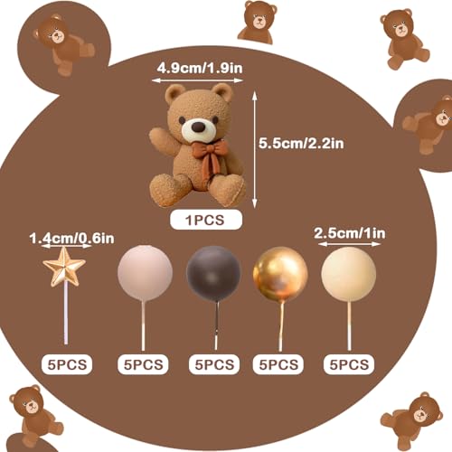 Bear Cake Toppers with Stars & Clouds for Baby Showers & Birthdays
