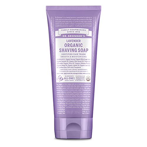 Dr. Bronner's Organic Lavender Shaving Soap – 7oz Moisturizing Formula