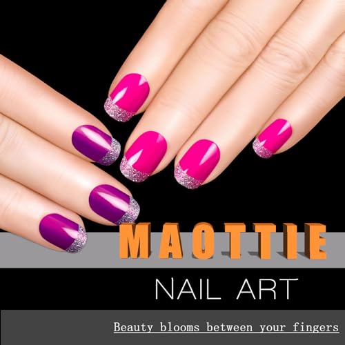 MAOTTIE Yellow Discoloration Cat Eye Short Press-On Nails 24pcs, 12 Sizes, Glue-On Reusable UV Finish