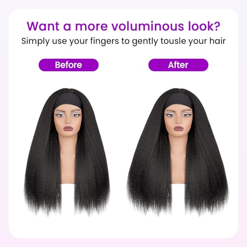 Looxey Kinky Straight Headband Wig - Glueless Synthetic Yaki Half Wig