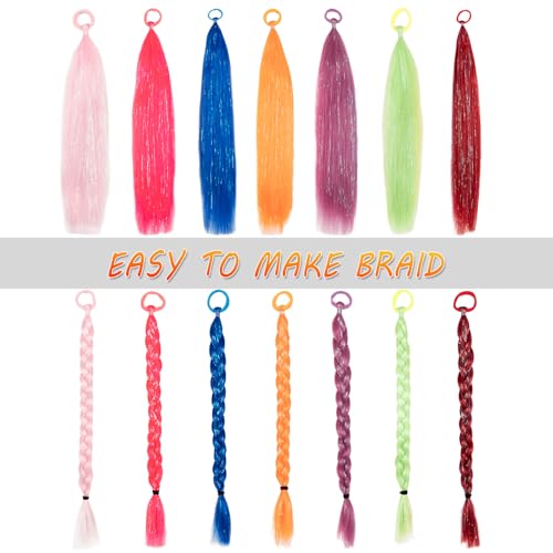 Pink Ponytail Hair Extensions 20 Inch 2 Pack Wavy Synthetic Braids - Wdnew