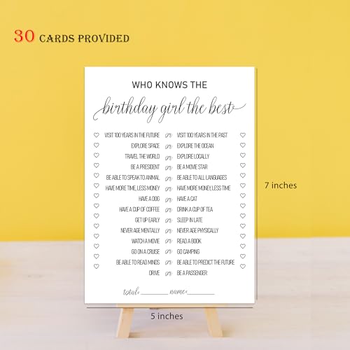 Who Knows the Birthday Girl Best Game - Set of 30 Double-Sided Cards