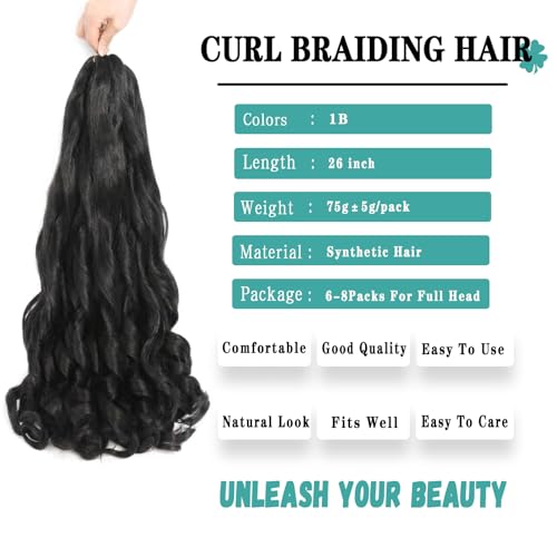 French Curl Braiding Hair Extensions 8 Packs 26 Inch 1B
