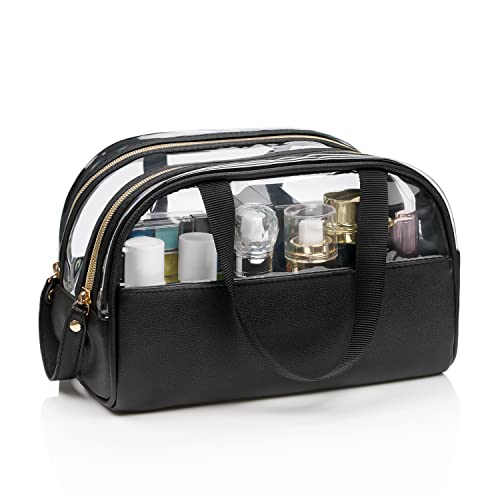 Ethereal Black Clear Makeup Bag Large TSA Approved Toiletry Organizer for Women