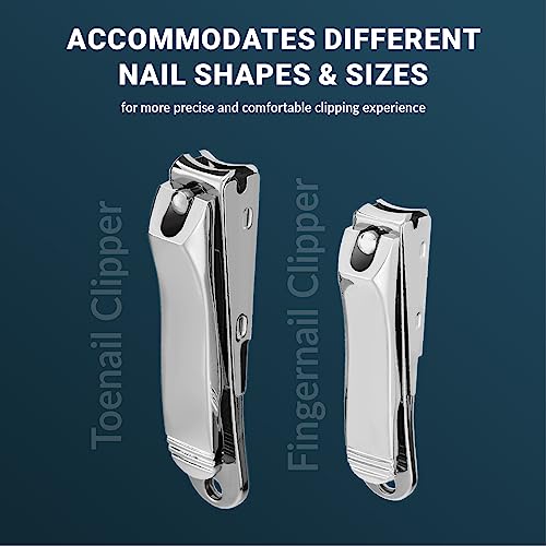 Alchemi Curved Blade Nail Clipper Set - Surgical Steel Fingernail & Toenail Clippers with Nail Catcher in Gift Box