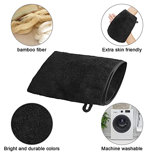 PHOGARY 10-Pack Microfiber Wash Mitts Set - Reusable Face & Body Cleansing Gloves, Black & Grey