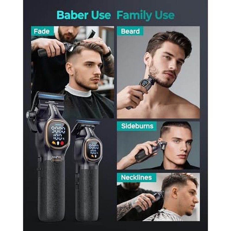 VGRPRO Professional Hair Clippers for Men, Professional Barber Clippers and Trimmer Set, Cordless Hair Clippers for Hair Cutting with Package Case, Powerful 9000 PRM Rechargable Electric Clippers