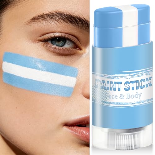 Blue White and Blue Argentina Face Body Paint Stick for 2026 World Cup Fan Soccer Baseball Softball Sports Eye Black Stick Makeup (Argentina)