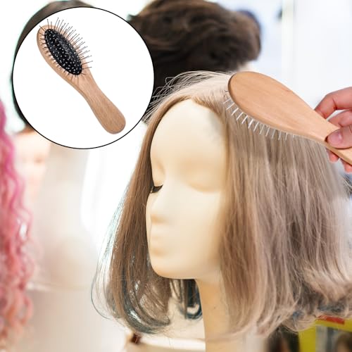 Portable Bamboo Hair Brush with Steel Bristles for Detangling