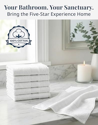 LANE LINEN 6-Piece 100% Cotton Washcloth Set - Soft & Absorbent 13x13