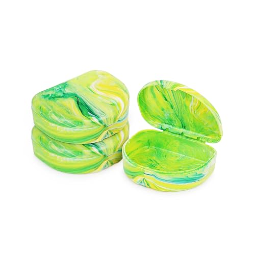 Lime Green Retainer Case 3-Pack with Labels - Vented, Portable Orthodontic Storage