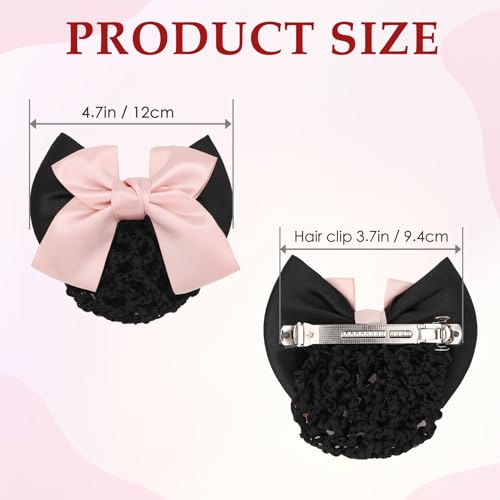 kilofly 4pc Two-Way Bow Barrette Hair Clip Bun Cover Set E