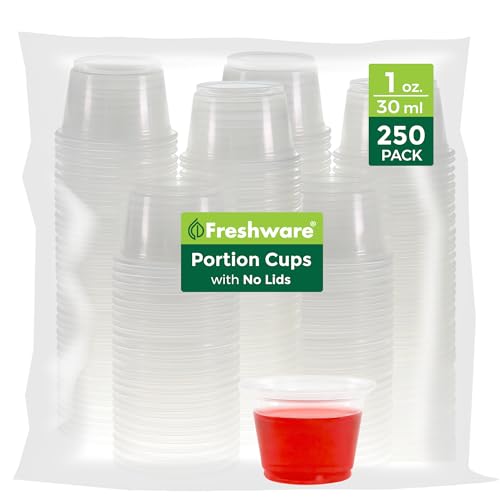 Freshware 1 Ounce Plastic Portion Cups - 250 Count for Meal Prep & Sauces