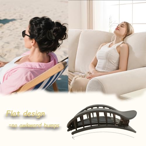 Large Flat Claw Clips for Women - 6 Pack Non-Slip Hair Accessories