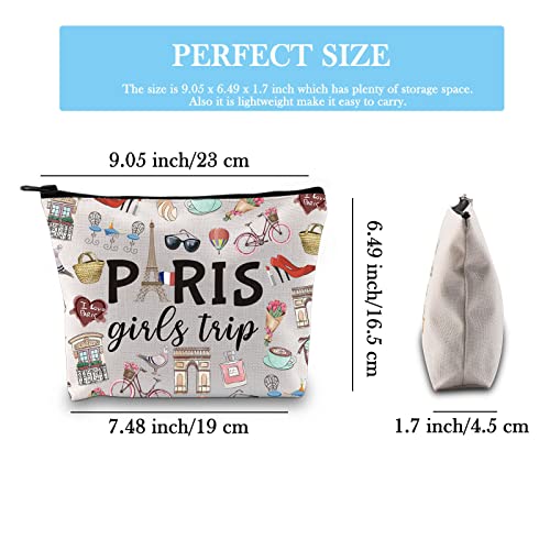 Paris Theme Travel Cosmetic Bag - Durable Canvas Makeup Organizer Pouch