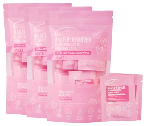 Air Jungles Pink Micellar Makeup Remover Wipes - 75 Ct, Pack of 3, Individually Wrapped