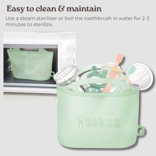 Haakaa 360° Silicone Baby Toothbrush - Soft, BPA-Free, Gum Massager for Infants (Pink)