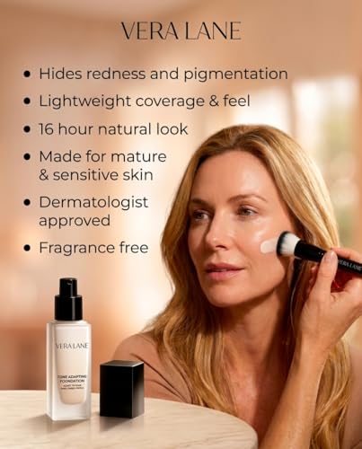 Vera Lane Color-Changing Foundation for Mature Skin, Lightweight Formula