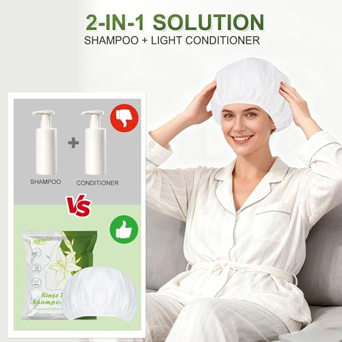 10 Pack Waterless Shampoo Caps for Easy Hair Wash | White